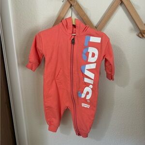 Levi's Kids Coral Footie with Blue Logo